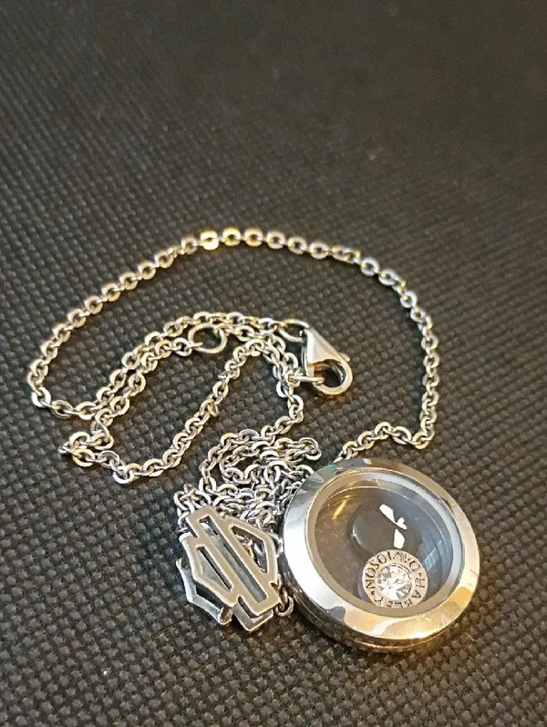 Harley Davidson Silver-tone Round Locket Necklace with Charms - Image 6