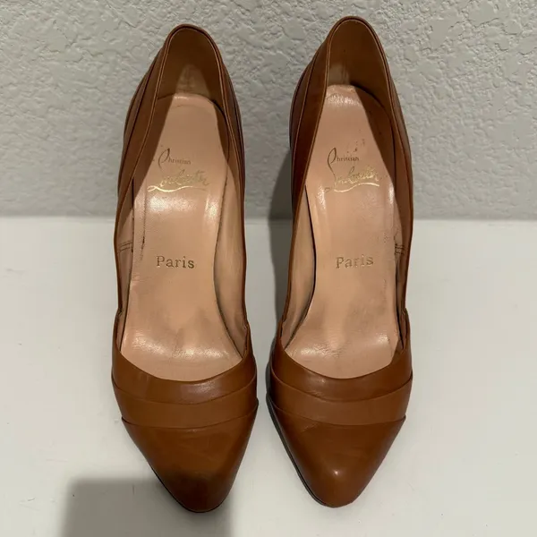 Christian Louboutin Insectika 100 Seta Caramel Tan High Heels 40.5 - Image 3