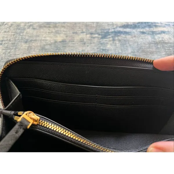Tory Burch Emerson Zip Continental Wristlet Wallet Black Saffiano Leather - Image 3