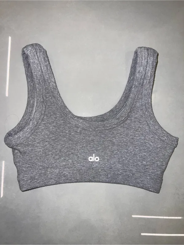 Alo Yoga Wellness Bra in Heather Grey - Image 3