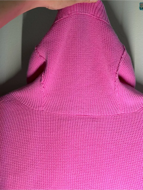 Lauren Ralph Lauren‎ Cotton Waffle Knit Cowl Neck Pullover Sweater Preppy Pink - Image 9