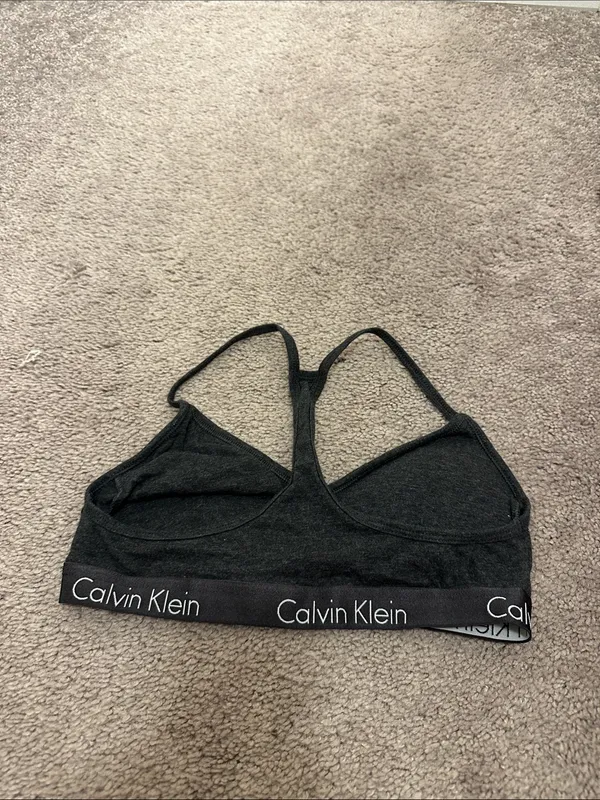 Calvin Klein Black Racerback Bralette with Logo Band - Image 2
