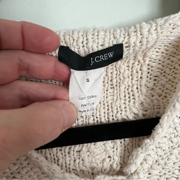 J. Crew Knit Cotton Hooded Pullover Sweater Size Small. Cream colored - Image 7