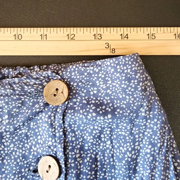 Stolen Hearts Blue Floral Ditsy A-Line‎ Button Front Boho Skirt L - Image 5