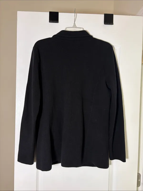 Lauren Ralph Lauren Sweater Blazer L Black Cotton Classic Preppy Office Academia - Image 4
