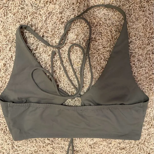 White Fox Boutique Taupe Tie-Front Halter Crop Top - Image 4