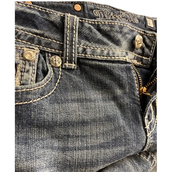 Miss Me Y2K Skinny Embellished Medium Wash Saddle Stitch Low Rise Jeans‎ Size 27 - Image 9