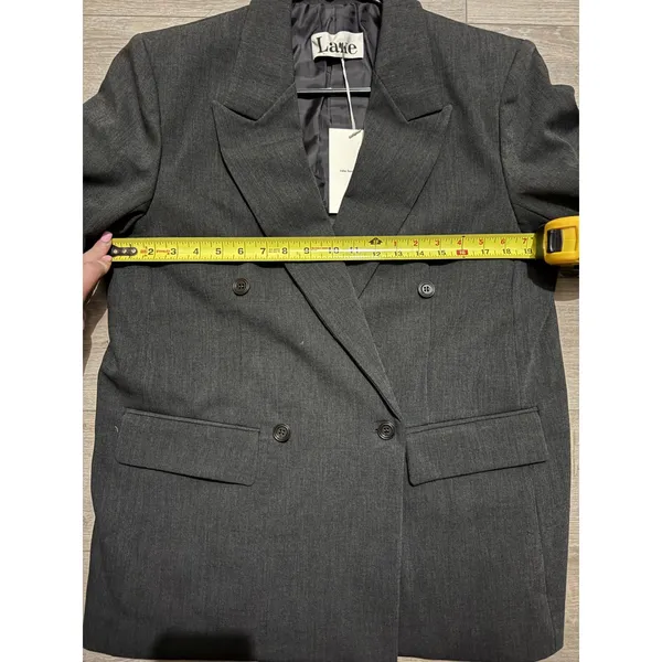 Lake Charcoal Gray Double Breasted Blazer and Midi Skirt Suit Set Made in Korea - Image 10