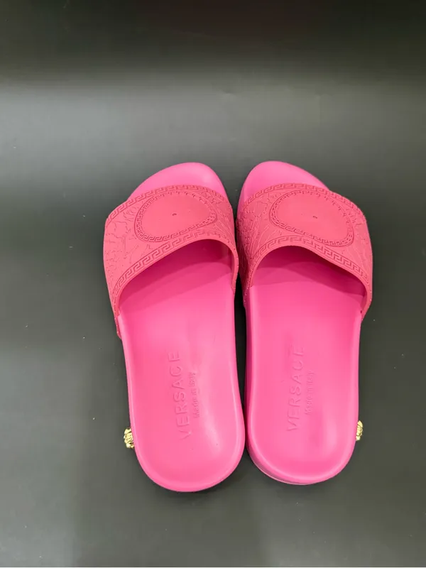 VERSACE Hot Pink Medusa Palazzo Pool Slides MISSING MEDUSA - Image 4