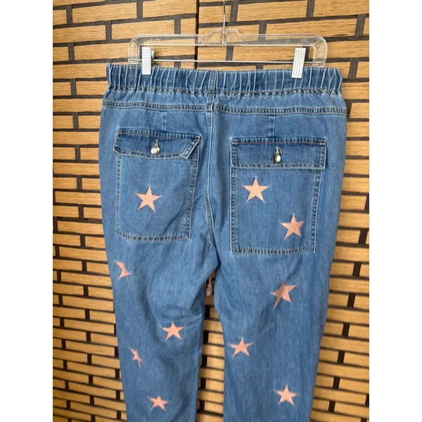 Listicle Star Print Tie Waist Jeans‎ Size Large - Image 6