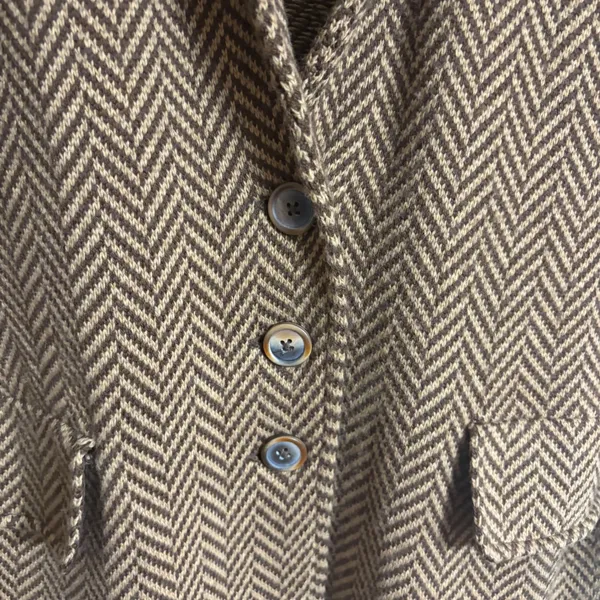 Lauren Ralph Lauren Herringbone Knit Blazer Cardigan Brown Wool Cashmere 1X - Image 4