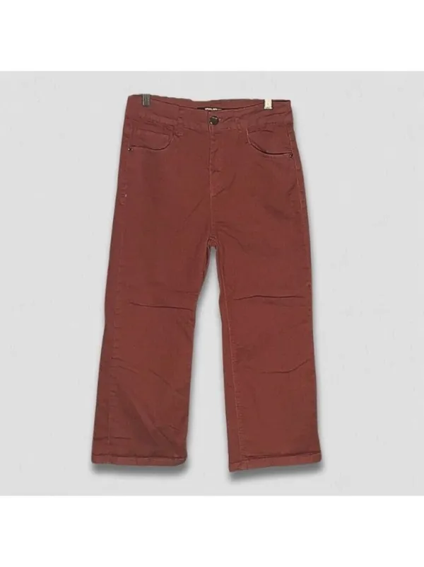 Mid-rise capri jeans culottes straight-leg terracotta cotton boho grunge Y2K 27 - Image 3