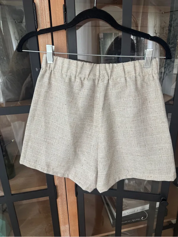 Commense tweed apricot shorts high rise beige neutral textured - Image 4