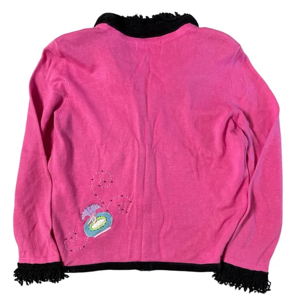 Jack B Quick 90s Pink Perfume Knit Cardigan size Medium - Image 2