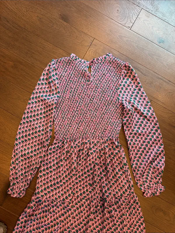 MelloDay Pink and Green Patterned Long Sleeve Dress Size Small - C11-647 - Image 10
