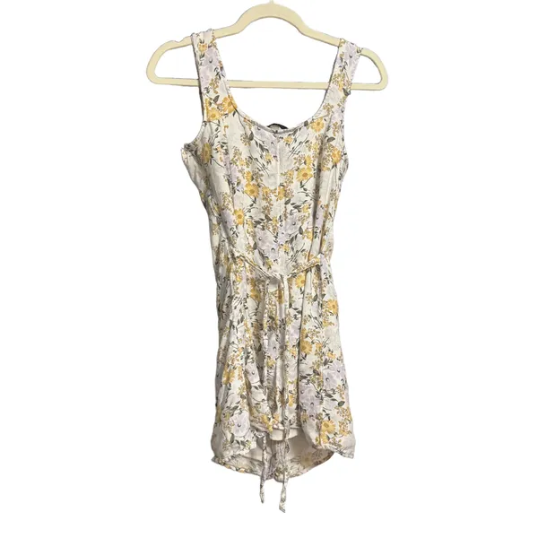 AMERICAN EAGLE Womens Dress Size XS White Floral‎ Button Tie Waist Summer - Image 2
