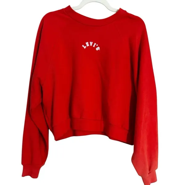 Levi’s Orange Spell Out Crewneck Boxy Sweatshirt Women’s Size Medium - Image 4
