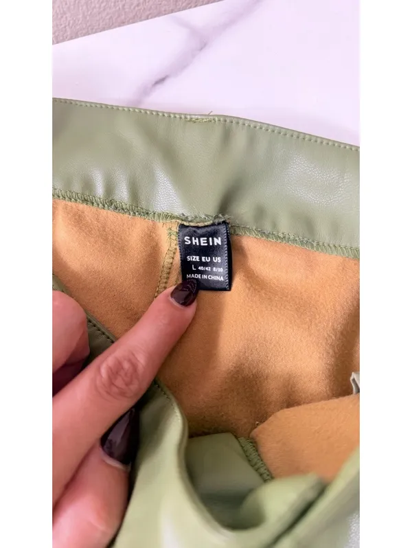 Edgy Size L NWOT Sage Green Faux Leather pants - Image 2