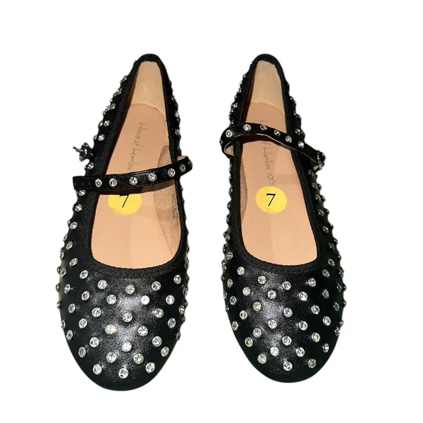 NEW House of Harlow 1960 Mary Jane Ballet Flats 7 Black Rhinestone Dazzle - Image 3