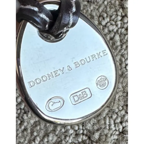 Dooney & Bourke Crossbody Handbag Logo Fabric Classic Orange‎ Dark Brown Leather - Image 6