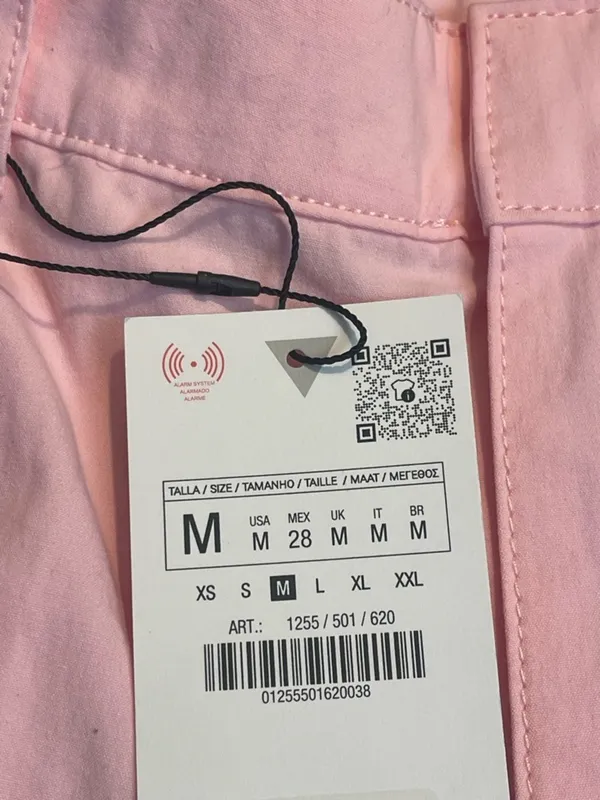 ZARA Pink High Waisted Wide Straight Leg Cotton Pants Pastel Barbiecore NWT Sz M - Image 7