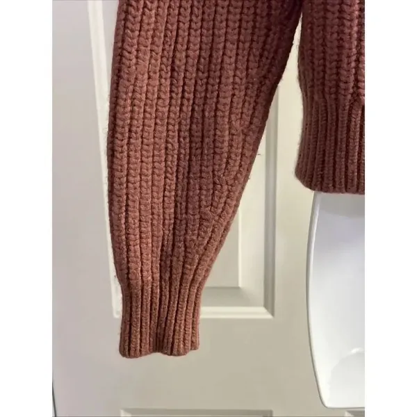 Wilfred Free Aritzia Cable Knit Crew Neck Wool Long Sleeve Sweater Mauve EUC - Image 9