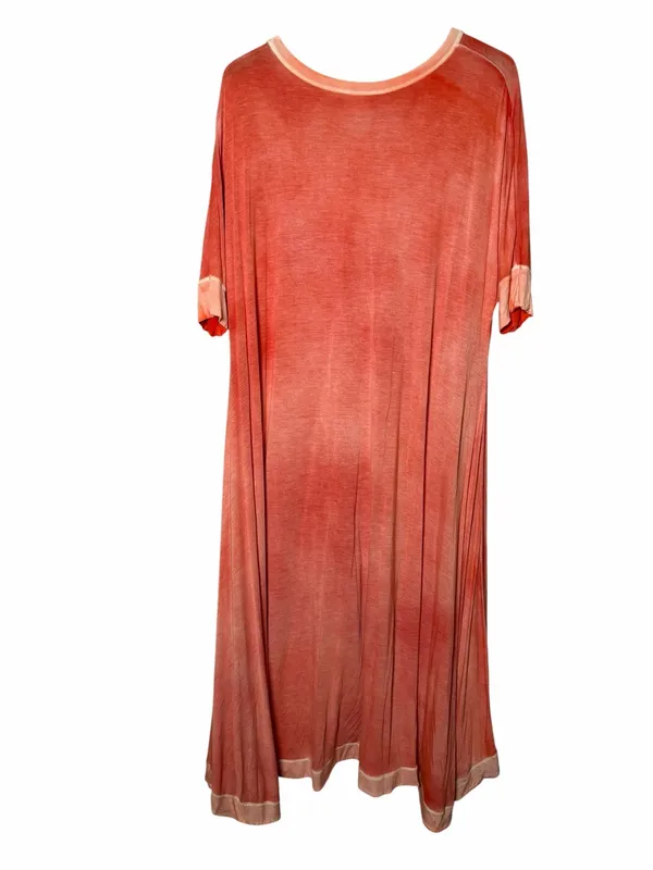 Anthropologie LILKA High Low Coral Orange Maxi Dress M/L Rayon - Image 4