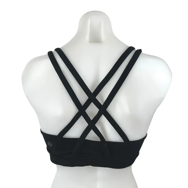 Lululemon Energy Black Sleeveless Cross Back Activewear Sports Bra Tank Top S/M - Image 2