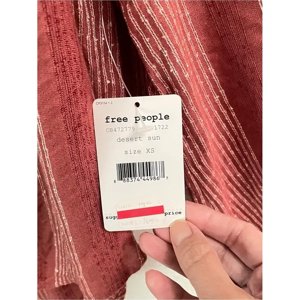 Free People Against All‎ Odds grommet blouse top women's XS peasant rust NEW - Image 7