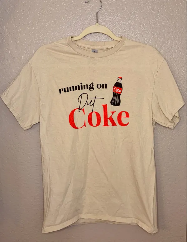 Running on Diet Coke Graphic Tee | Cream Vintage Style T-Shirt - Image 2