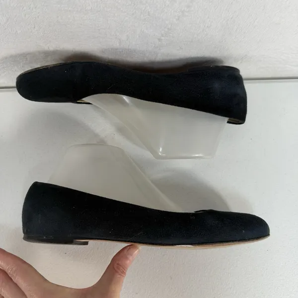 Garnet Hill Women's 8.5 Pippa Modern Ballet Flats Black Suede Leather Made Italy - Image 3