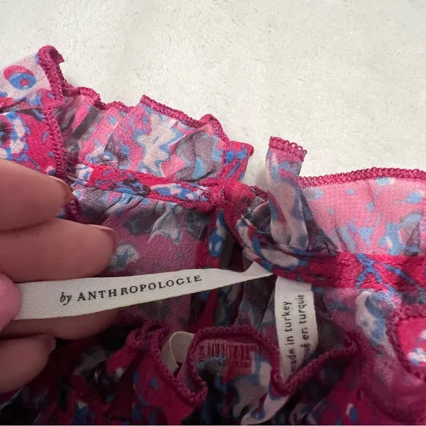 Anthropologie Floral Blouse - Pink and Purple - Image 3