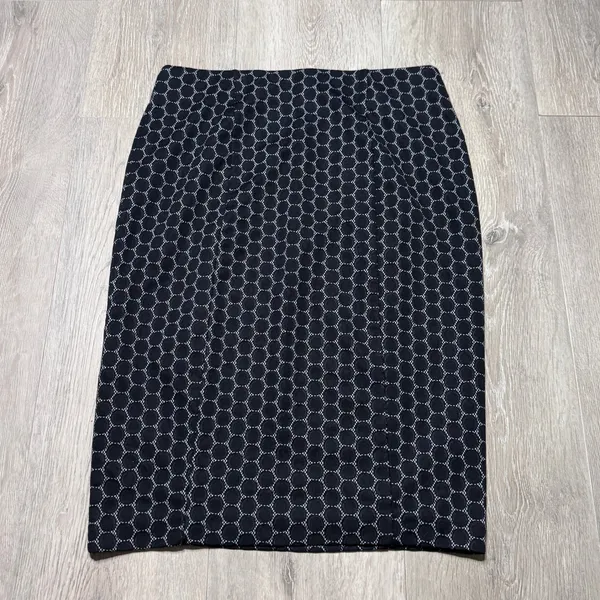 ELLE Womens Black White Honeycomb‎ Geometric Dot Stretch Pencil Skirt Medium M - Image 2