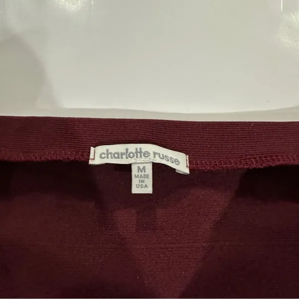 Charlotte Russe Burgundy Off the Shoulder Mini‎ Dress Size M - Image 5