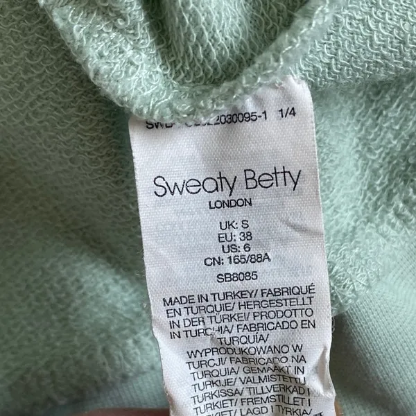 Sweaty Betty Restful After Class Hoodie Sage Green V-Neck Thumbhole Sweatshirt S - Image 7