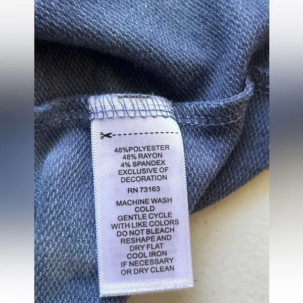NWOT Cupio Blue Tie Dye Ruched Sleeve T-Shirt Dress Medium - Image 5