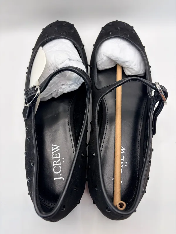 J.Crew Black Studded Mary Jane Ballet Flats Rhinestone Goth Coquette Punk Chic Size 8 - Image 5