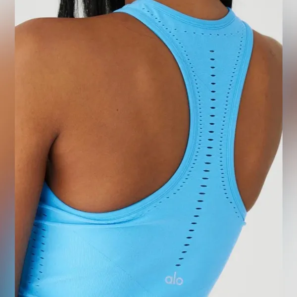 ALO Yoga NWT Seamless Open Air Racerback Dress Azure Blue Size S - Image 3