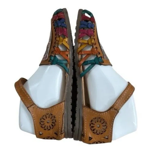 Frida Kahlo Huarache Sandals Womens Size 6 Brown Leather Mexican Ankle Strap - Image 5