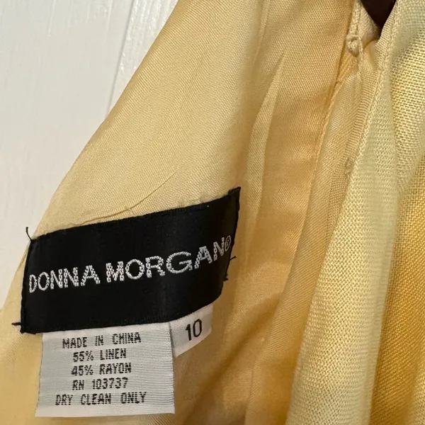 Donna Morgan Yellow Sunflower Halter Neckline Linen Blend‎ Dress Size 10 - Image 7