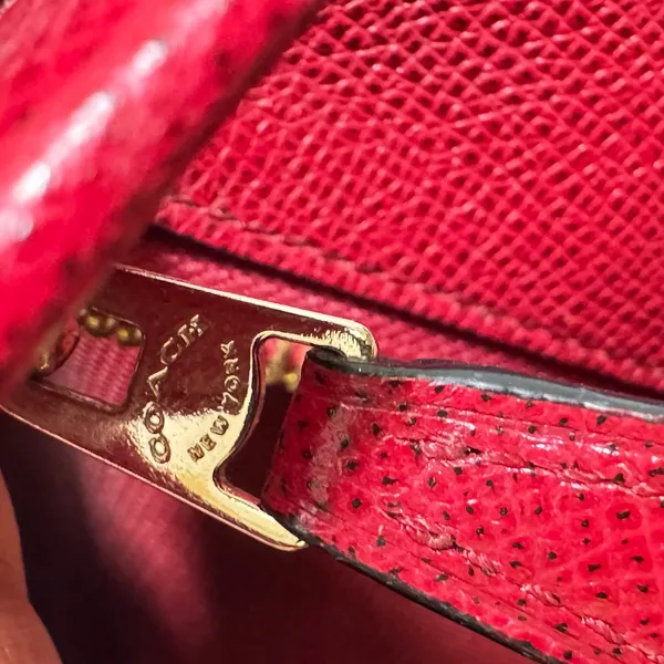 Coach Red Leather Tote Bag Large‎ Carryall Purse Gold Hardware - Image 8