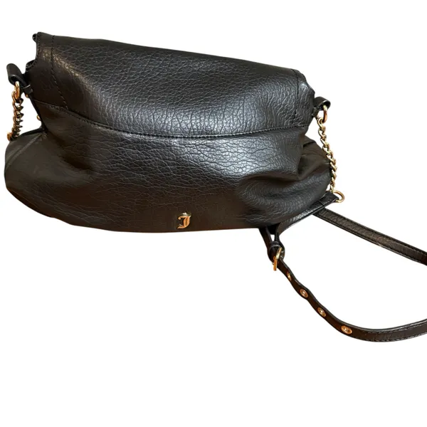 NWOT Juicy Couture Black Slouchy Crossbody Purse Bag Gold Hardware Pink Interior - Image 2