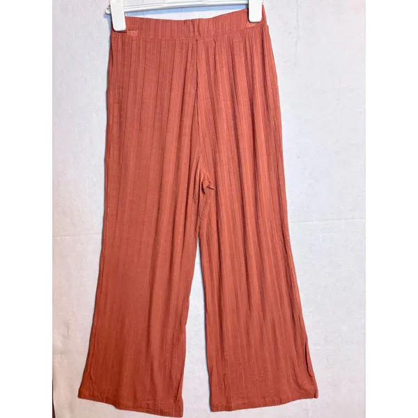 Free People FP Beach Ribbed Wide Leg Pants Terracotta Rust‎ Small Made in USA - Image 7