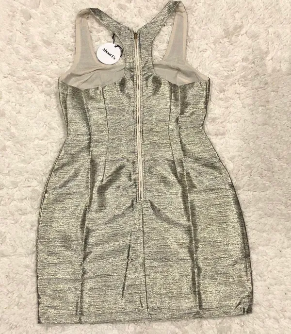 Kenny Gold Metallic Tweed Mini Dress S - Image 4
