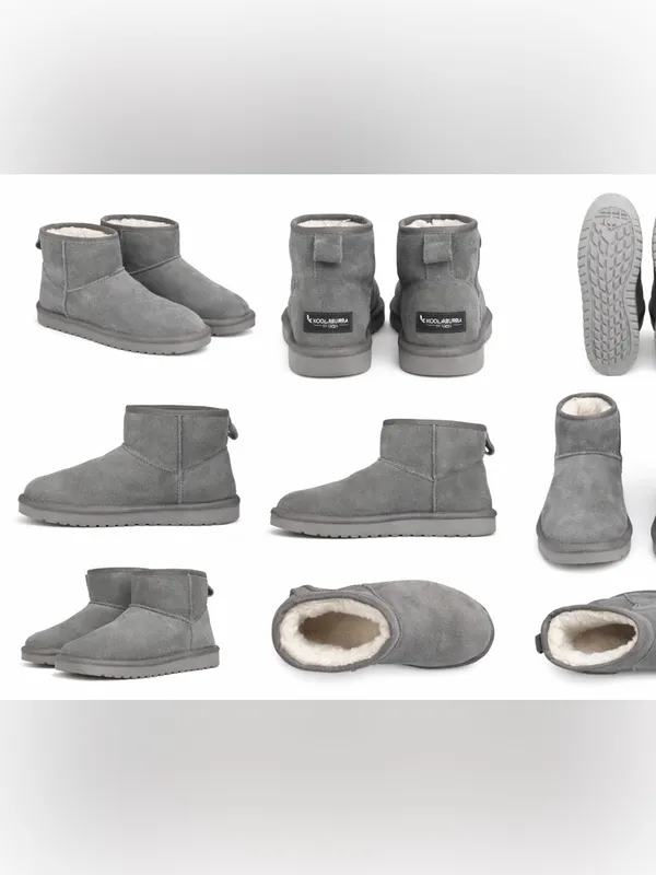 Koolaburra by UGG Mini Boots Gray Suede Faux Fur Lined Womens Size 9 - Image 2