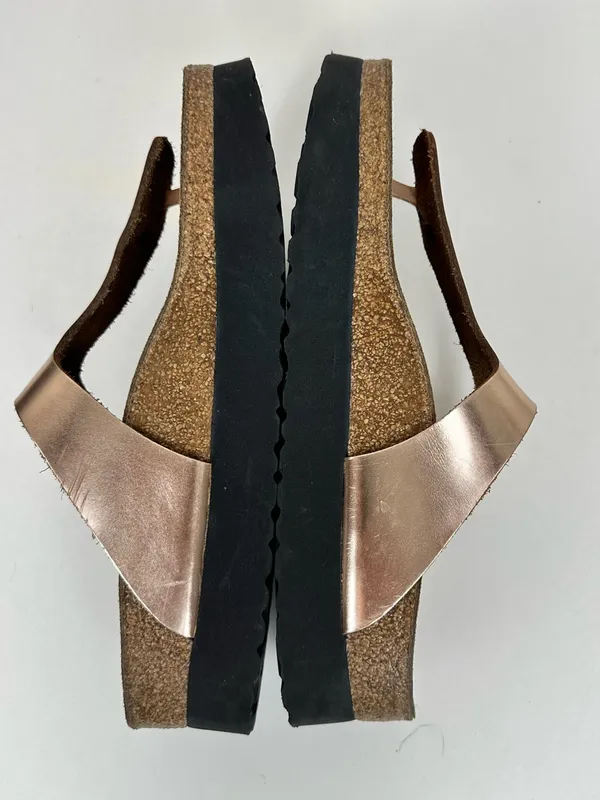 Birkenstock Papillio Gizeh Platform Rose Gold Leather Sandals Women’s 39 8-8.5 - Image 7