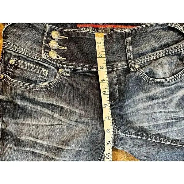 Standards & Practices 3 Button Close Boot Cut Size 27 Jeans Blue - Image 4