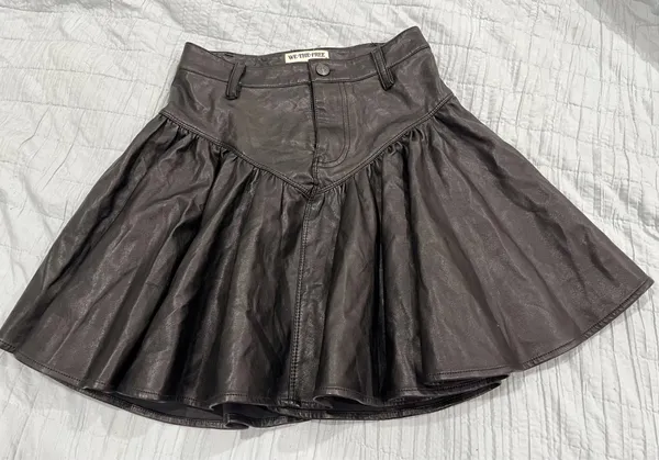 Free People We the free black faux leather pleated mini skirt - Image 9