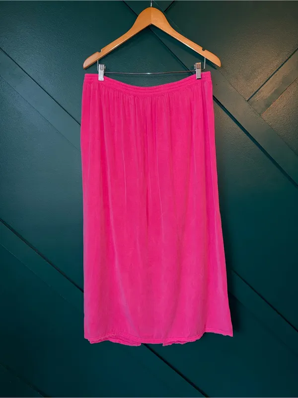 Tianello Tencel Hot Pink Pull-On Elastic Waist Maxi Skirt Granny Core Size XL - Image 2