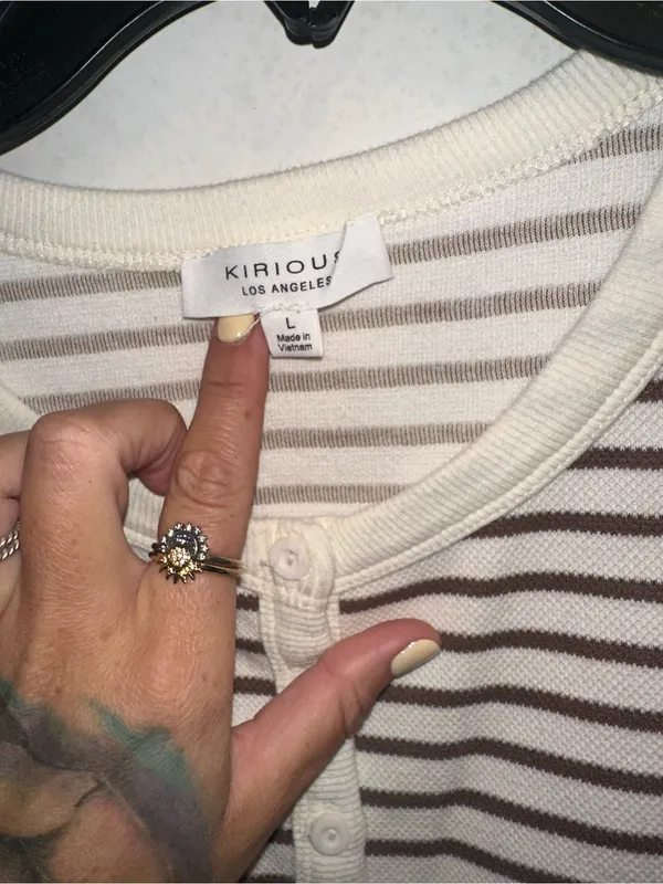 NWOT Kirious Los Angeles Ivory + Brown Stripe Tank - Image 3